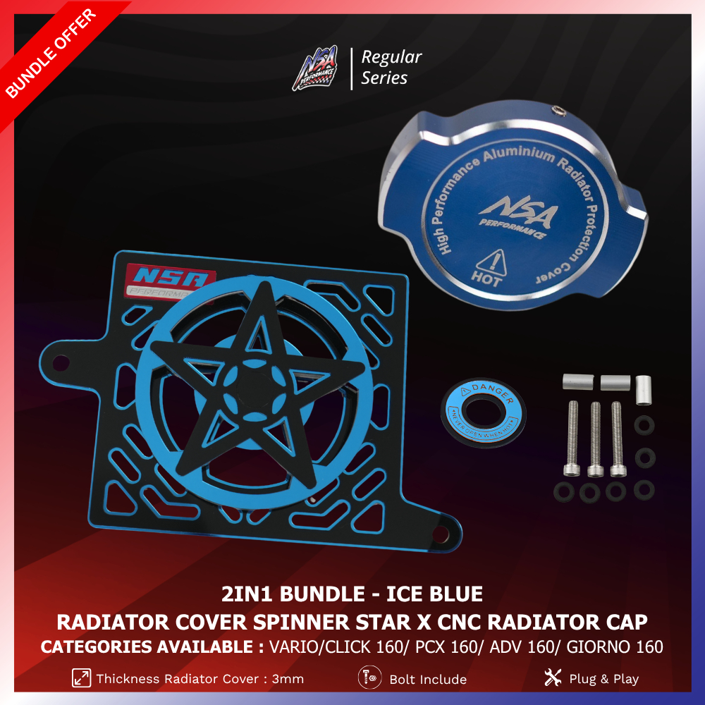 NSA - BUNDLING RADIATOR COVER SPINNER STAR + CNC RADIATOR CAP BLUE ...