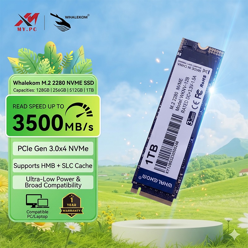 Whalekom M.2 2280 NVMe SSD 128GB 256GB 512GB 1TB Internal Solid