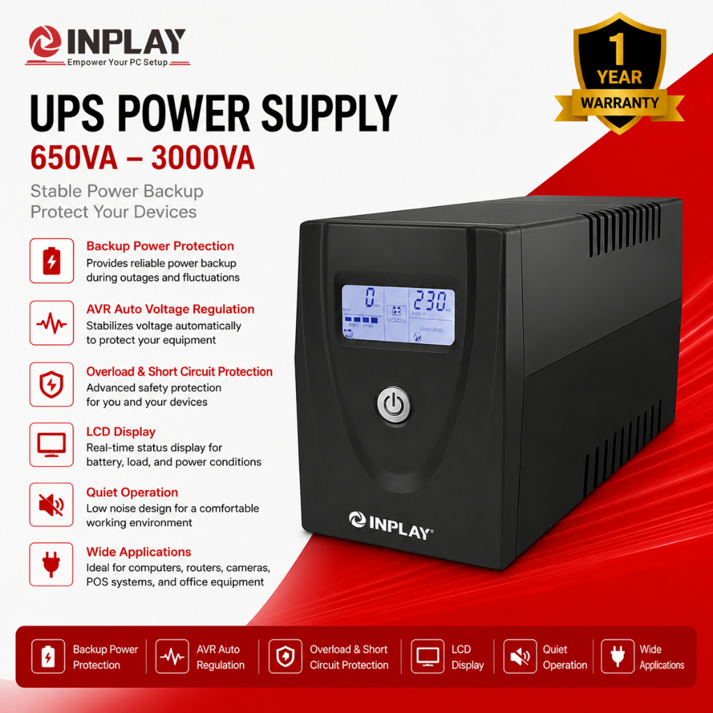 Inplay UPS 650VA 1000VA 2000VA 3000VA LCD Display AVR Uninterruptible ...