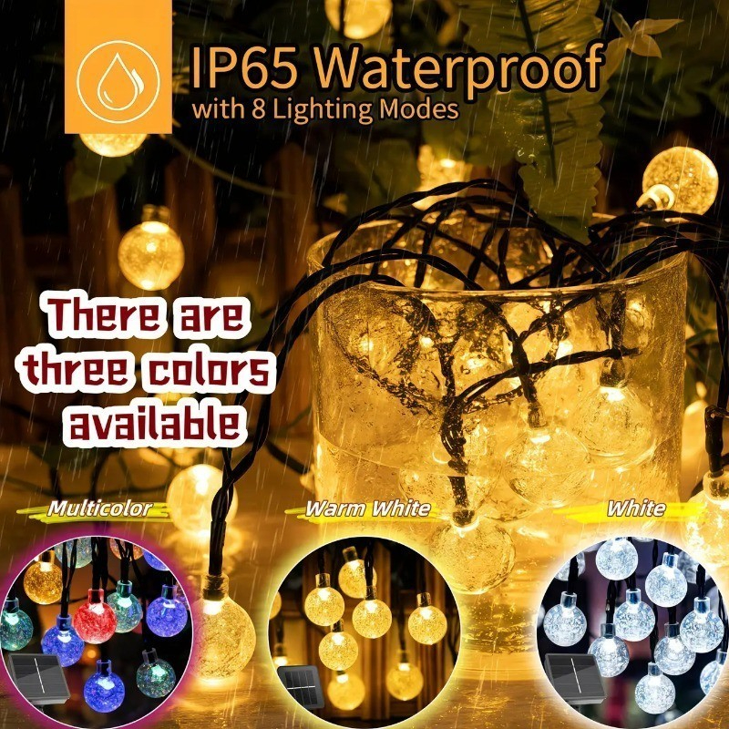 [Fast shipping]20/50/100 LED Garden LED Solar String Lights Bubble ...