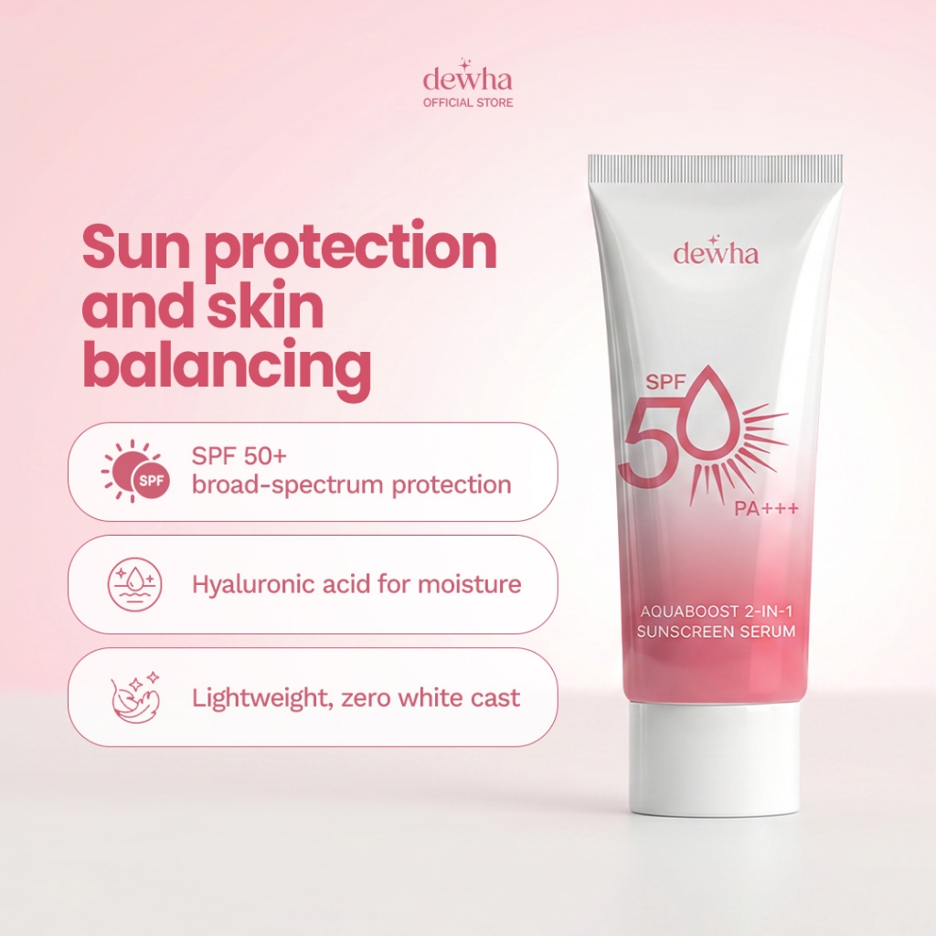 NEW FORMULA: DEWHA AquaBoost 2-in-1 Sunscreen Serum SPF50/PA+++ w ...