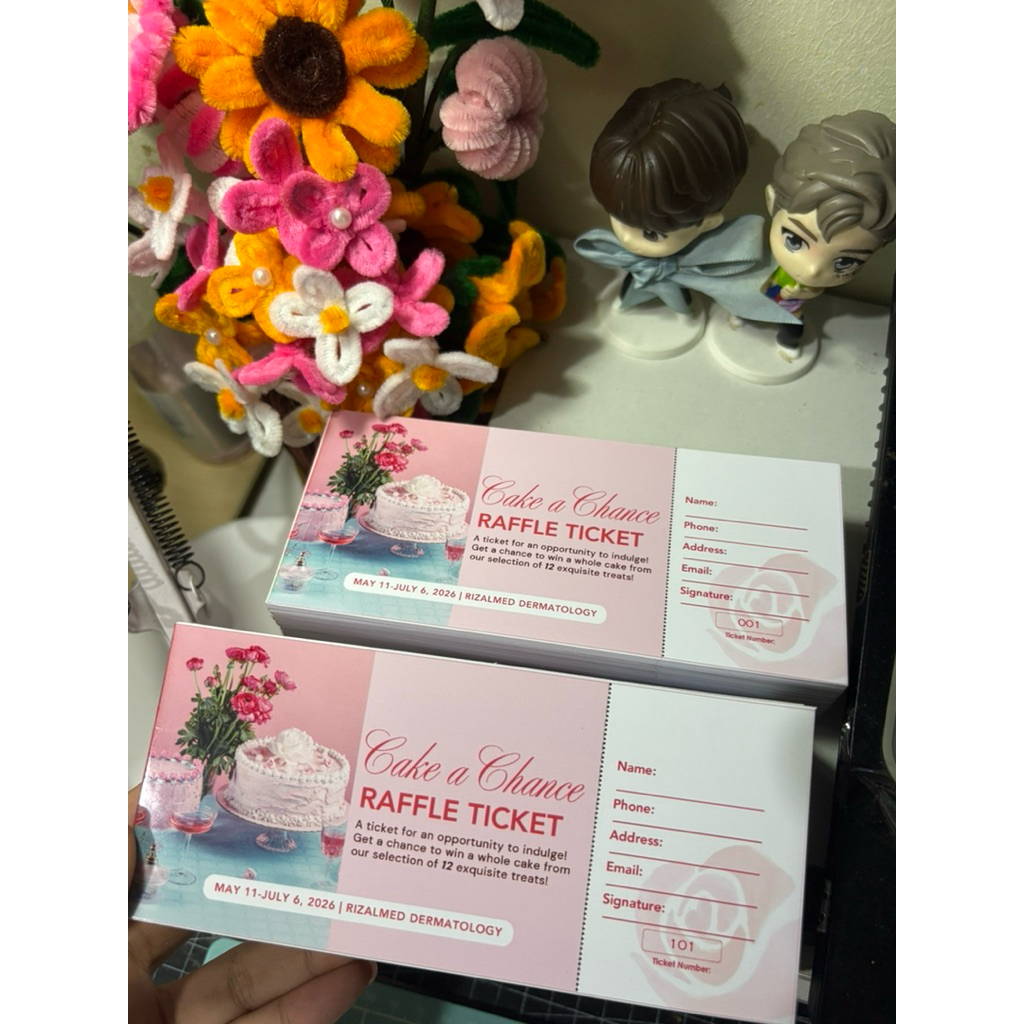 EASY TEAR / 100pcs RAFFLE TICKET Personalized/ CUSTOMIZED / STUB