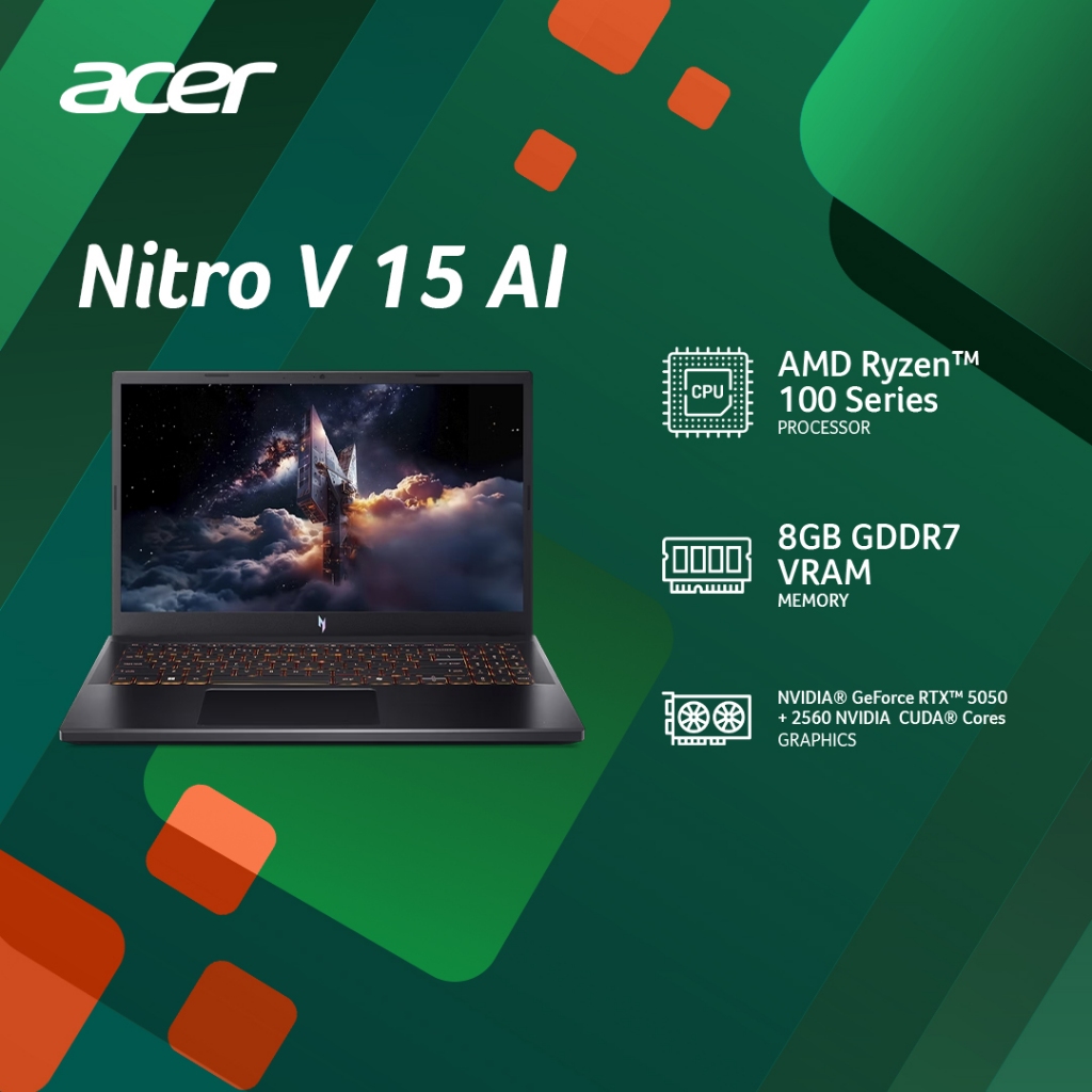 Acer Nitro V 15 AI Gaming Laptop | AMD Ryzen 100 Series | NVIDIA ...
