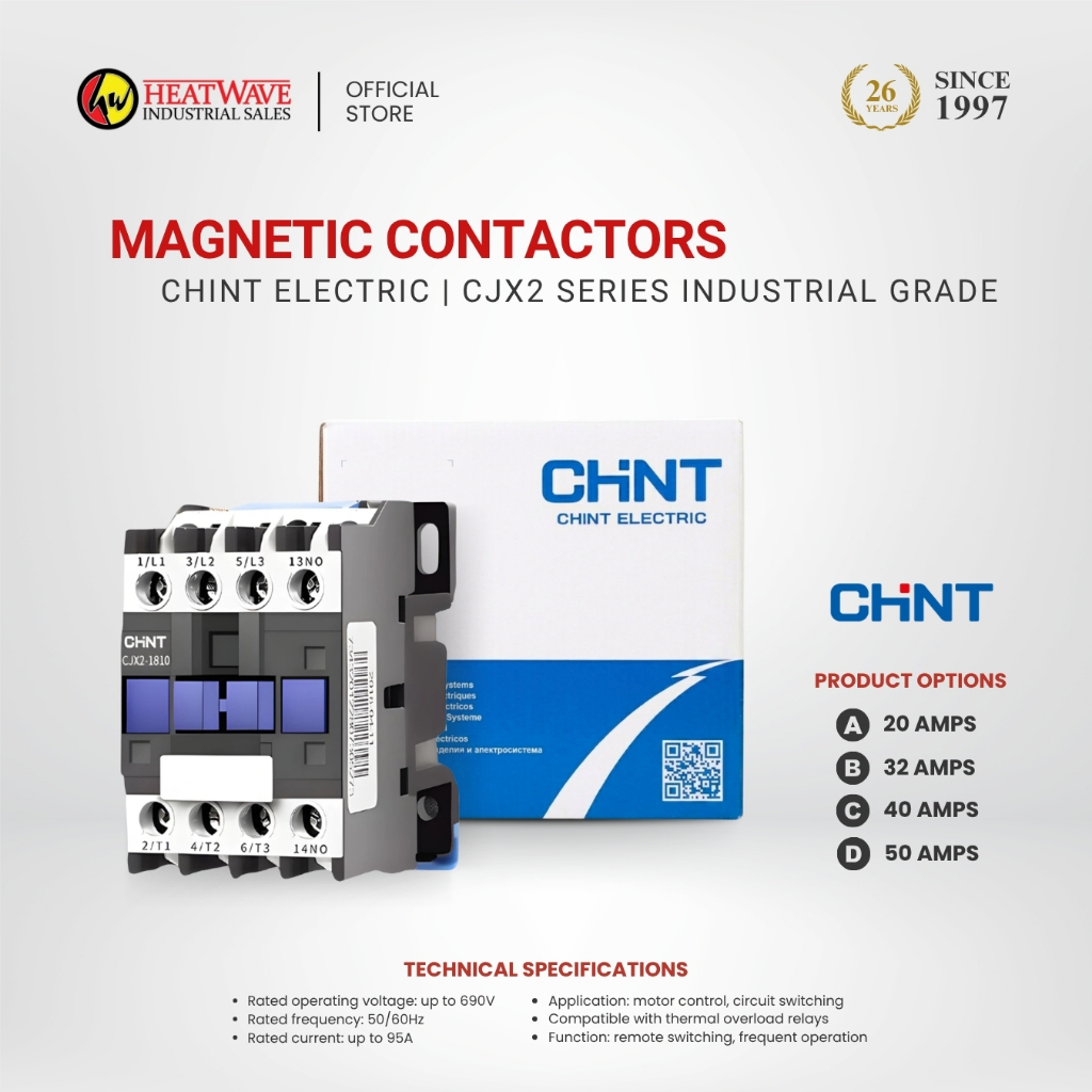 Chint Magnetic Contactor 220VAC Single Phase 3-Phase 20A 32A 40A ...