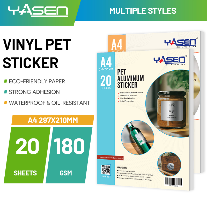 Yasen Vinyl Sticker A4 Size Waterproof inkjet sticker PET Vinyl ...