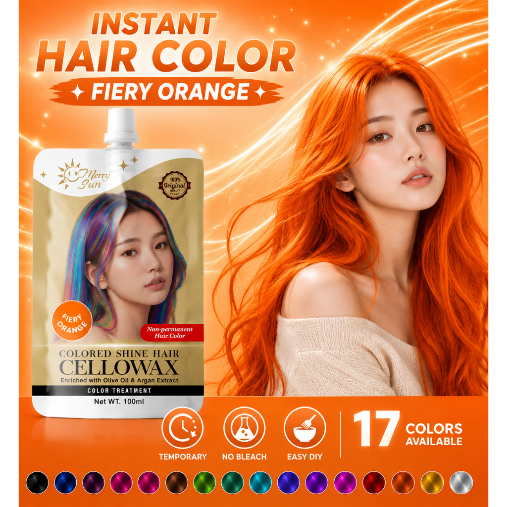 Merry Sun Cellowax Shinning Hair Color/Dye (FIERY ORANGE), Plant Based ...