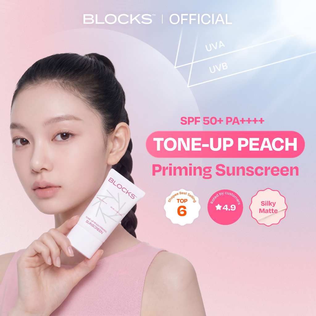 [50ml] BLOCKS Tone-Up Peach Priming Sunscreen SPF50+ PA++++ | Tinted ...