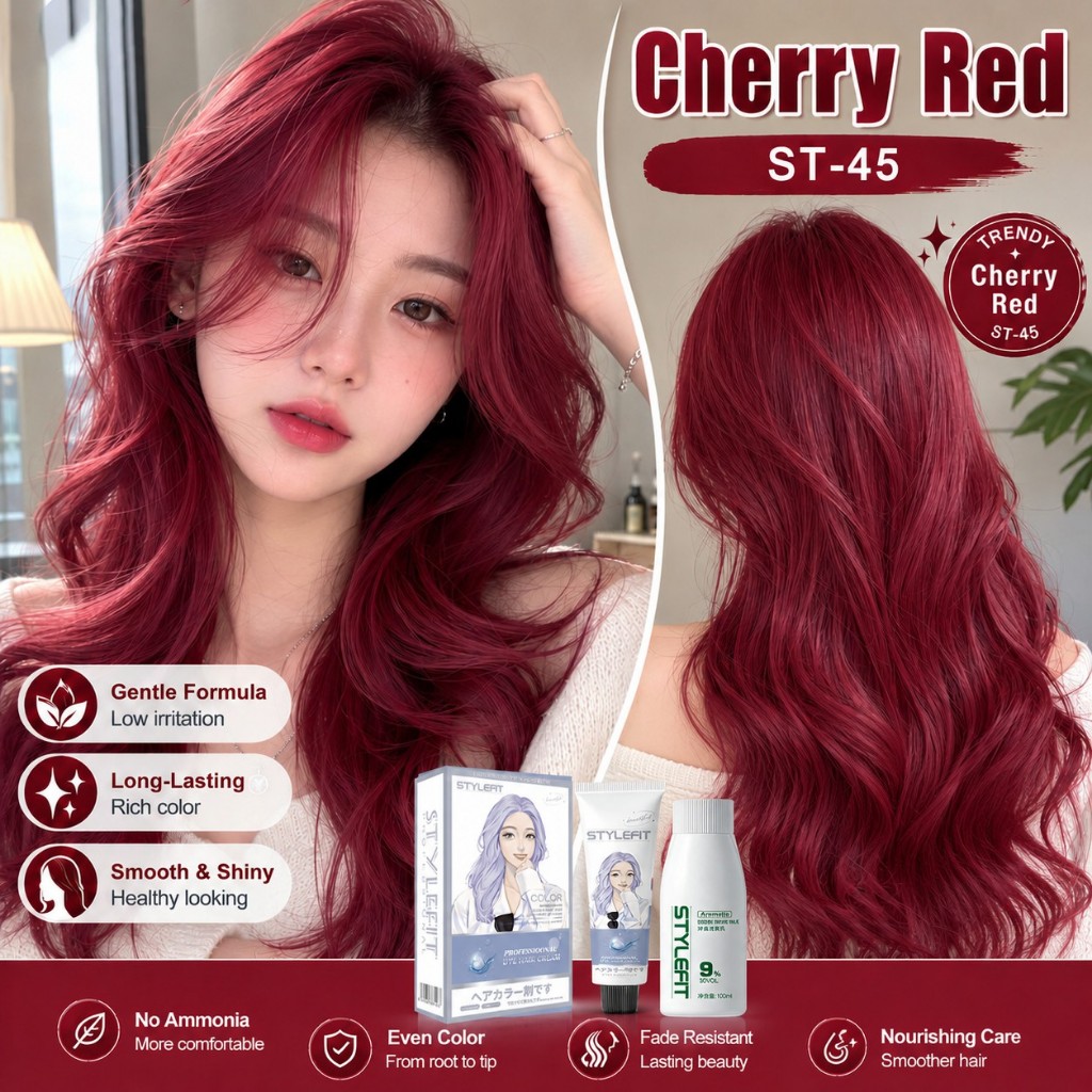 STYLEFIT burgundy hair color red Hair Color permanent red cherry 【100ml ...
