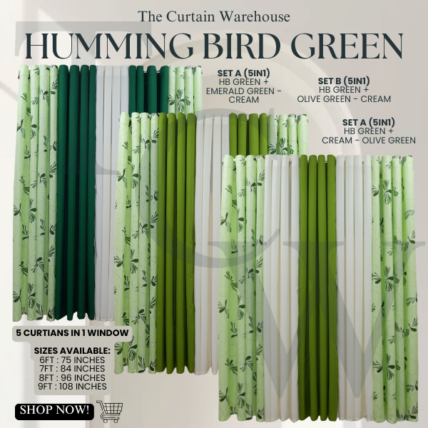 TCW - Printed Curtain - Humming Bird Set - NonBlackout - 5in1 ONLY ...