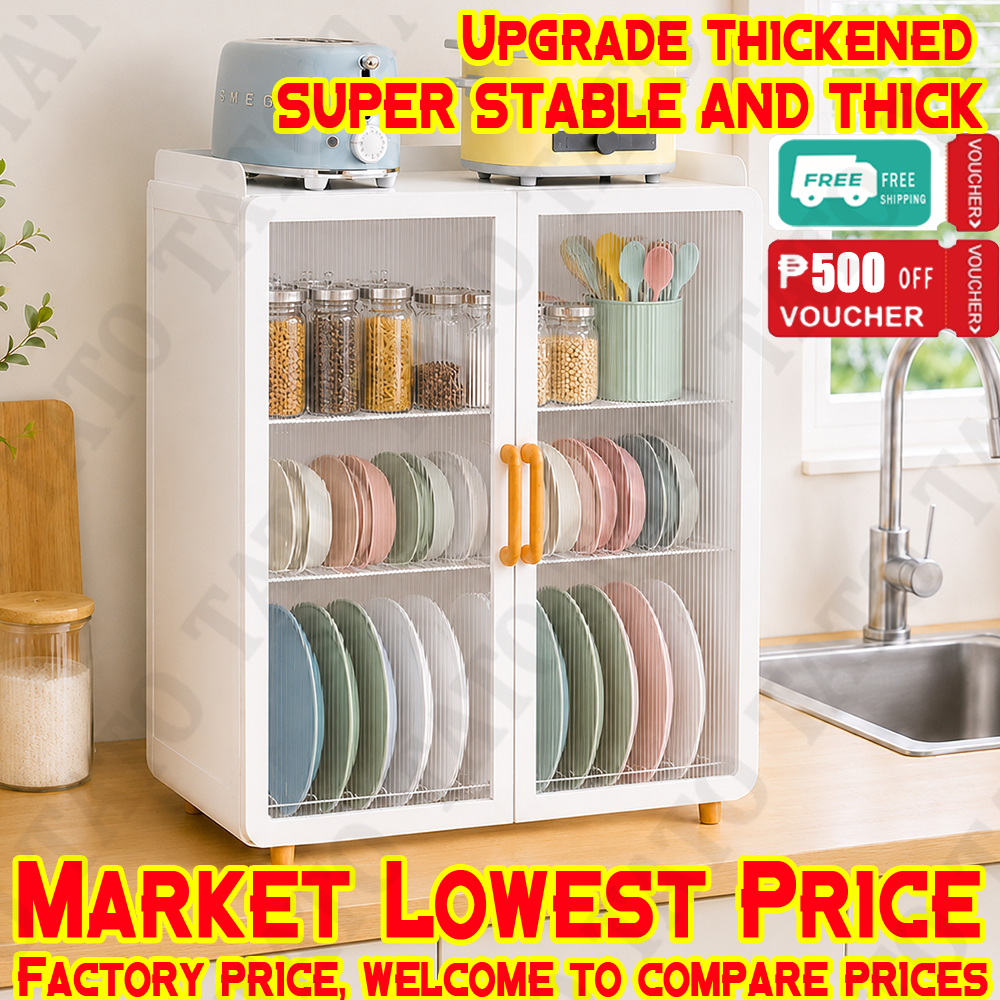 2/3 Layer Dish Rack With Cover Large Capacity Kitchen Cabinet Organizer ...