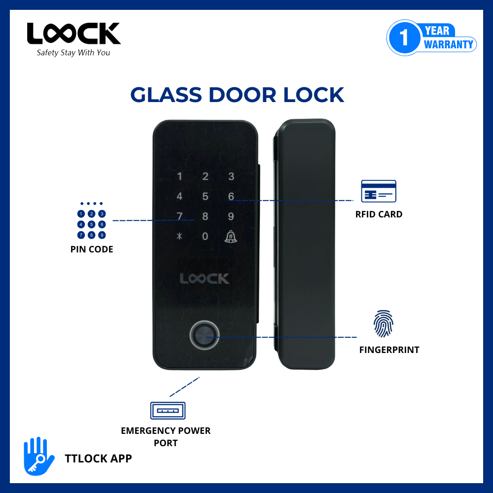 LOOCK G01, G02, and G11 SMART DOOR LOCK - Frameless Glass Door Lock ...