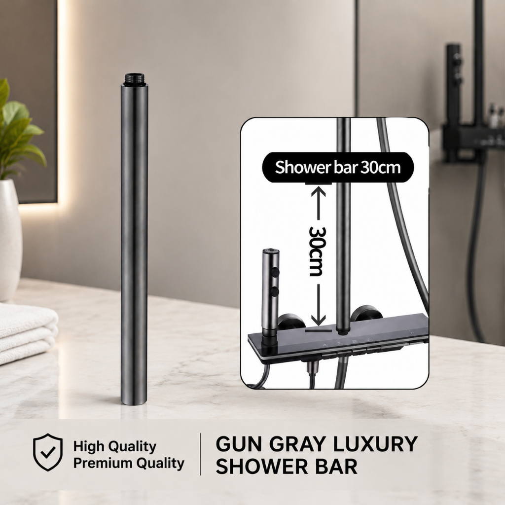 30cm Gun Grey Round Shower Extension Rod Shower Stainless Steel ...