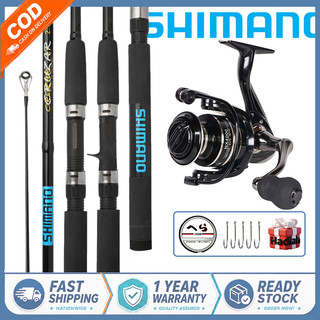 Complete Spinning Fishing Rod Set with Reel Line Hooks Full Angling Kit ...