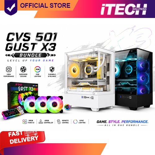 (BUNDLE) CVS 501 Gaming Case with DOSS GUST X3 RGB Fan |M-ATX PC Case ...
