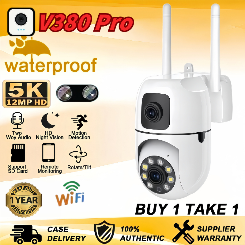 V380 PRO CCTV Camera Dual Lens 5K HD Night Vision 360° Panoramic Motion ...