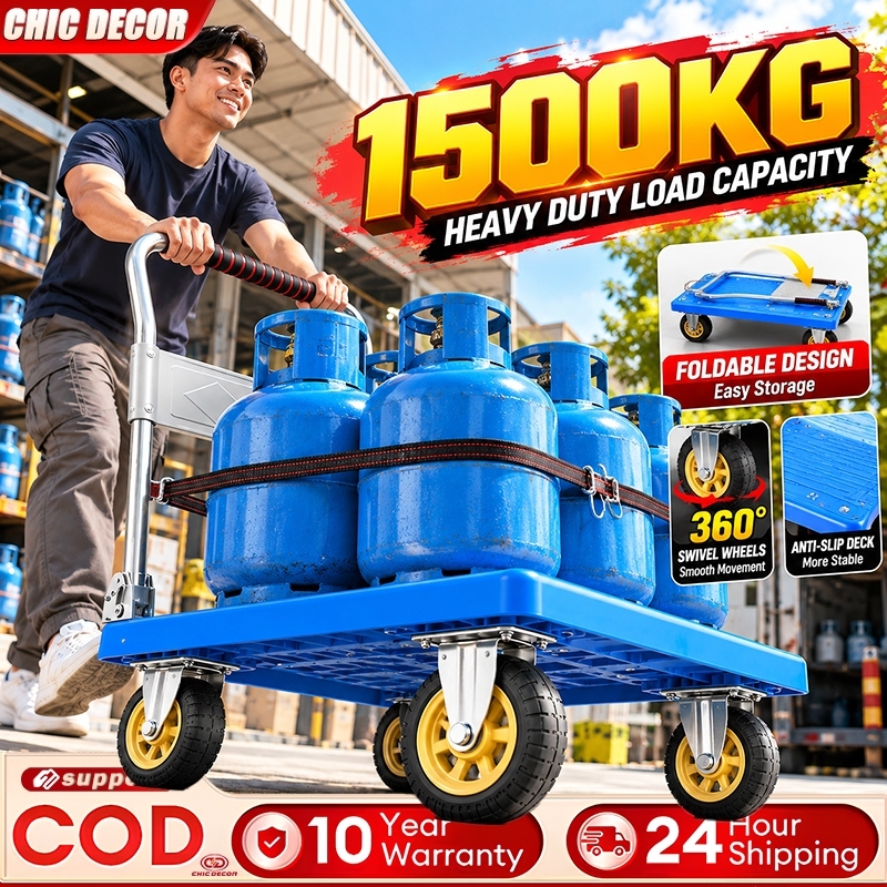 Foldable Platform Trolley Heavy Duty Push Cart 1500KG Utility Cart with ...