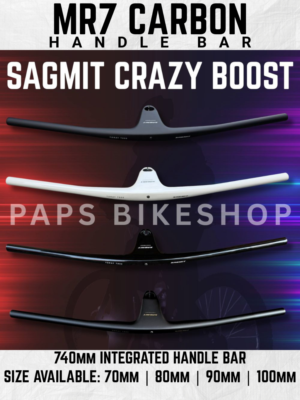 SAGMIT CRAZY BOOST INTEGRATED HANDLEBAR 70mm, 80mm, 90mm WITH 1 YEAR ...