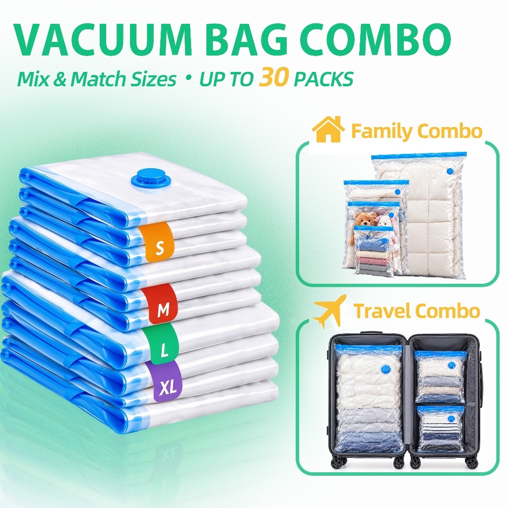 Vacuum Bag Combo Multi-Size Travel Storage Bag Home Storage Bag Plastic ...