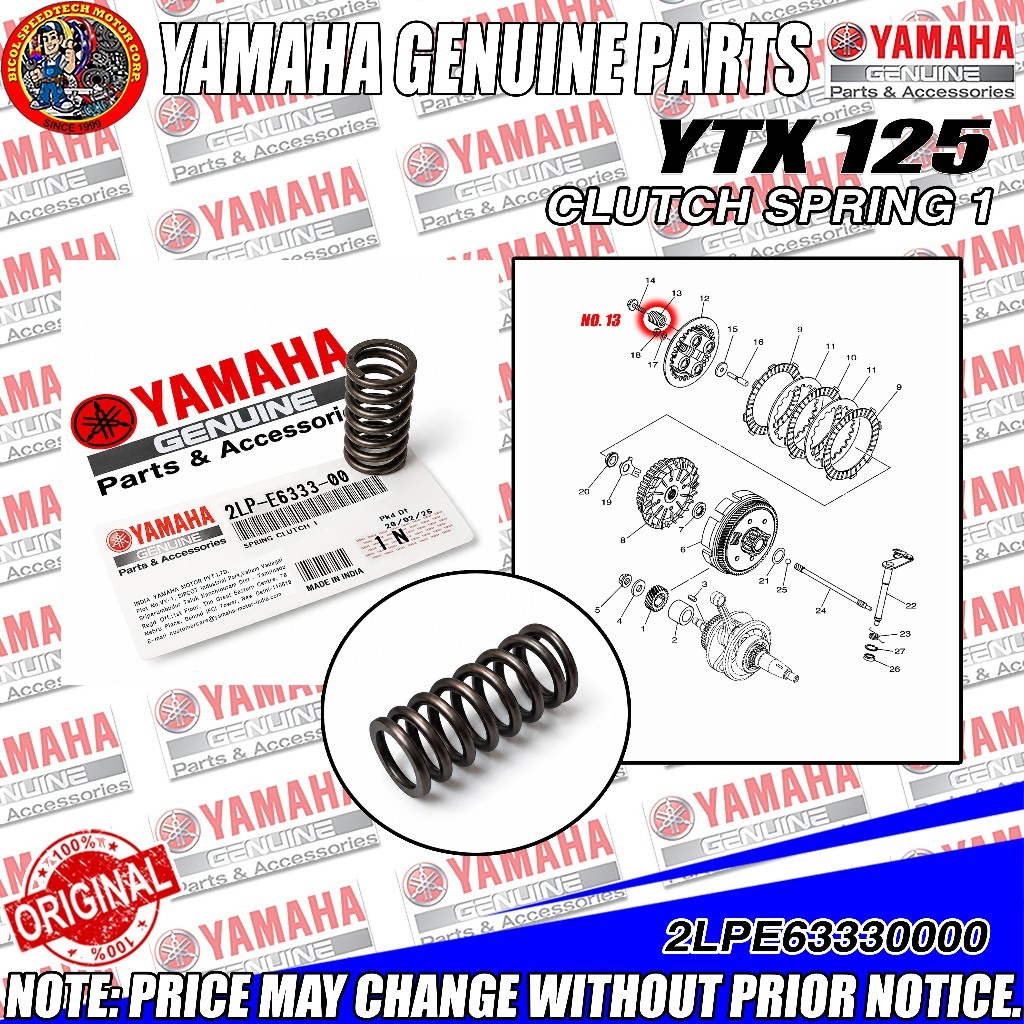 YTX 125 CLUTCH SPRING 1 (YGP) (GENUINE: 2LP-E6333-00) | Shopee Philippines