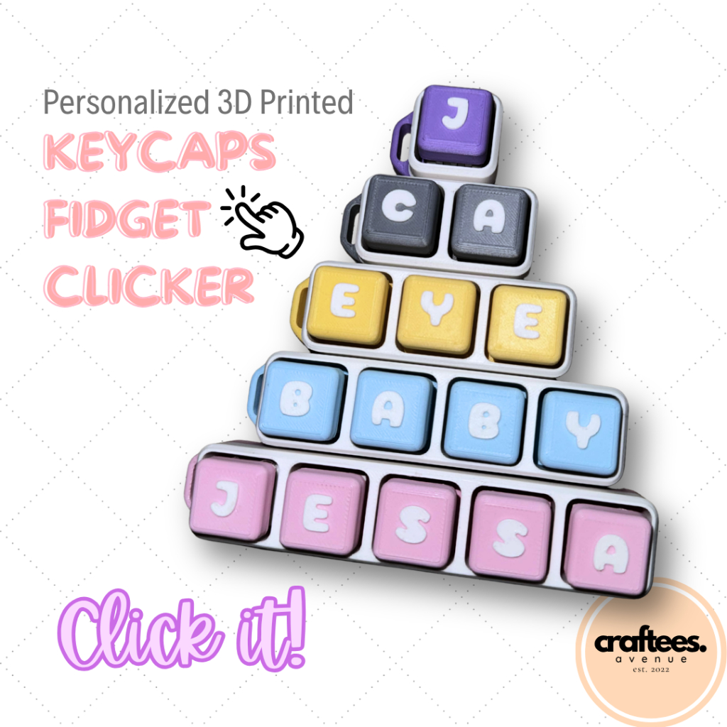 Personalized 3D Printed Clicker Fidget Toy Keychain | 1 to 8 blocks ...