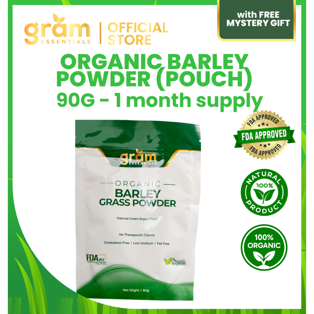 GRAM Essentials Organic Barley Grass Powder Pure Original Pouch 90g (30 ...