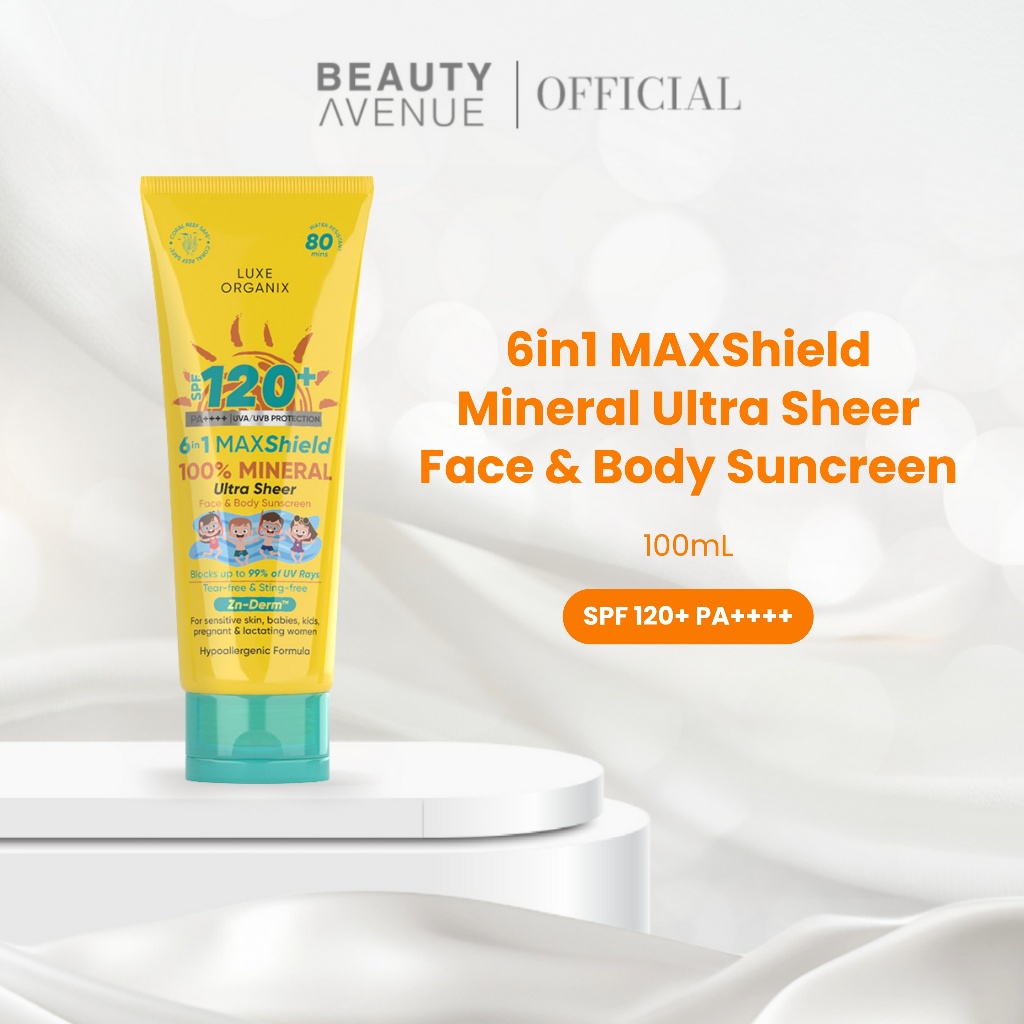 Luxe Organix 6in1 MAXShield Mineral Ultra Sheer Face & Body Sunscreen ...