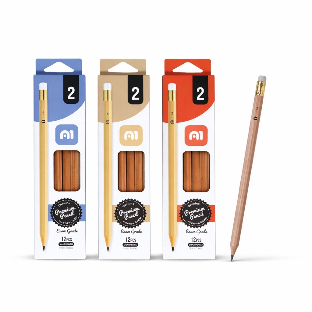 A1 HB #2 Pencils 12pcs Box | Smooth Writing Pencil Set for School ...