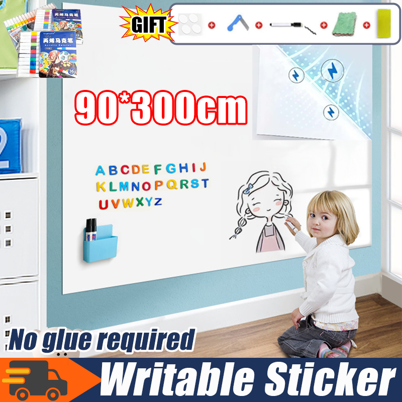 white board sticker wall 90*300cm removable Electrostatic Soft ...
