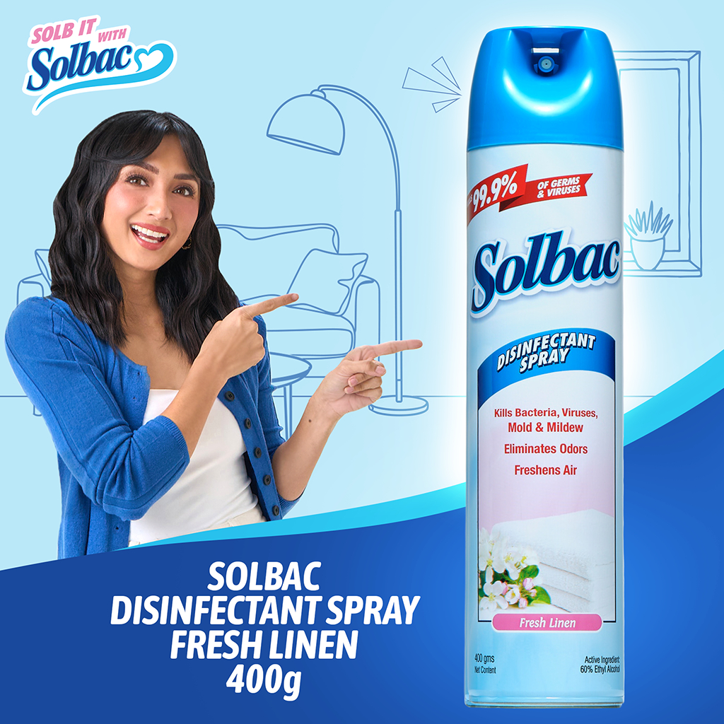 Solbac Disinfectant Spray Fresh Linen 400g | Shopee Philippines