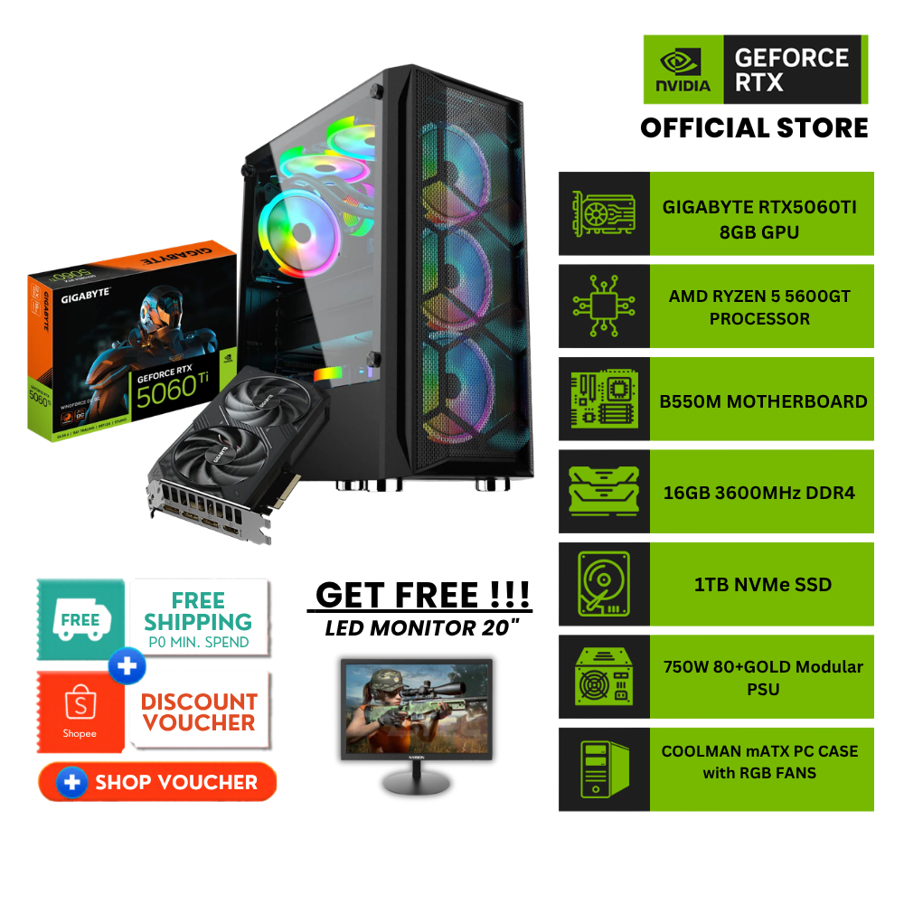NVIDIA® GeForce® Gaming PC: NVIDIA® GIGABYTE GeForce® RTX5060TI 8GB w ...