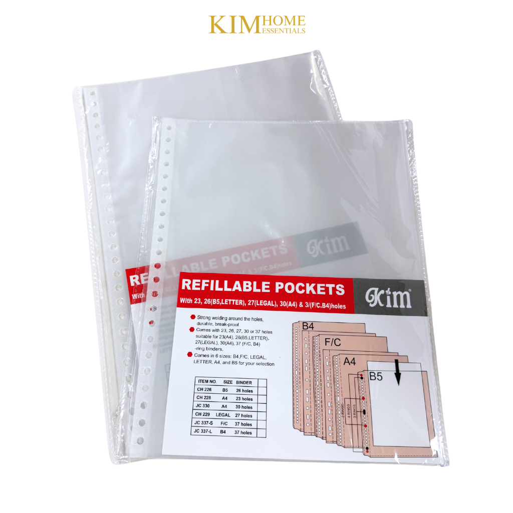KIMHOME clearbook refill 10 sheets refillable pockets A4 FC file ...