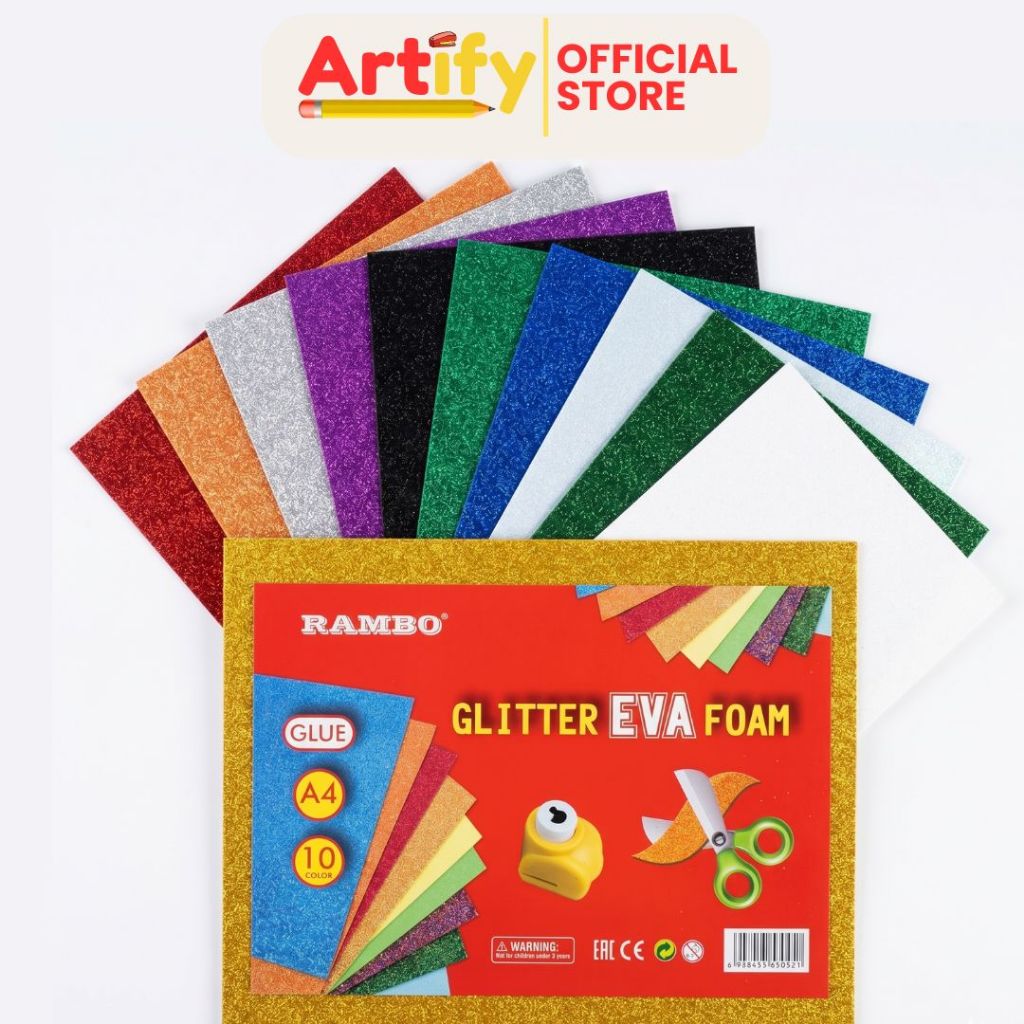 RAMBO Glitter EVA Foam Sticker A4 Size (5's / 10's Pack) Self-Adhesive ...