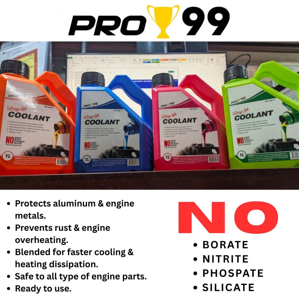PRO99 LONG LIFE COOLANT HEAVY DUTY READY TO USE ORANGE BLUE PINK GREEN ...