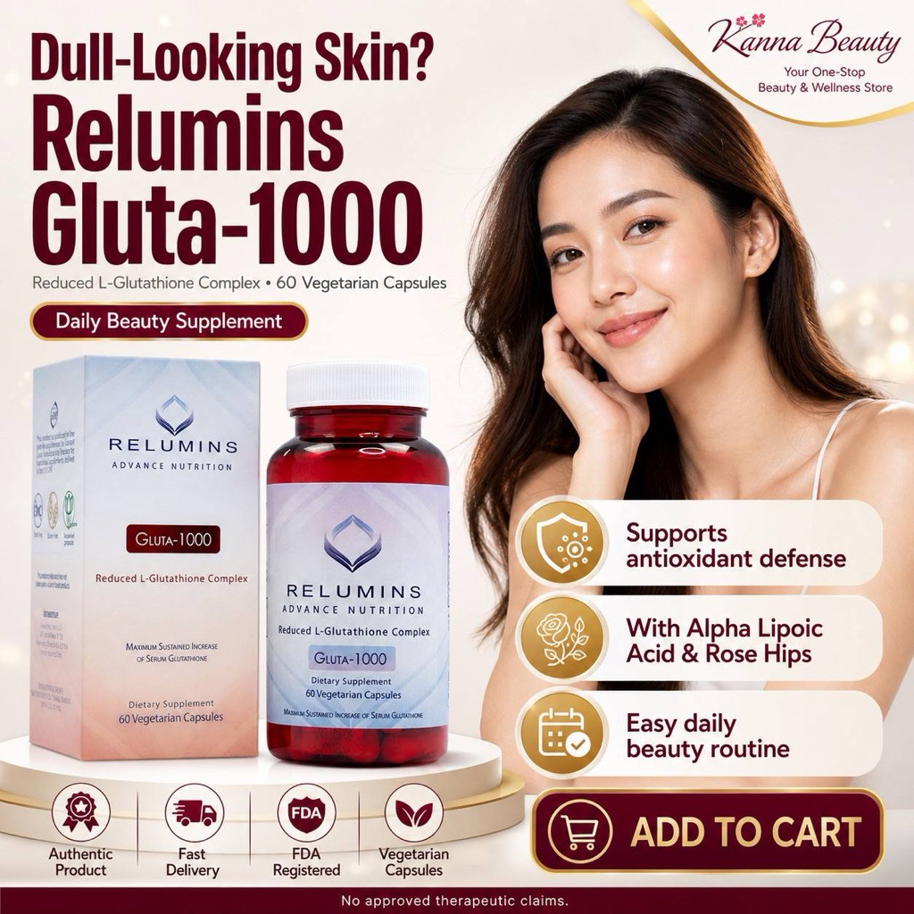 relumins l glutathione Relumins L-Glutathione Complex 1000mg – 60 Vegetarian Capsules | L- Glutathione Complex 1000mg, Oral