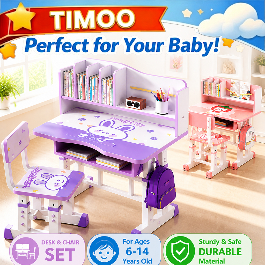 【3 warranty】Study Table for kids with Chairs & Reading Stand Age 3-12 ...