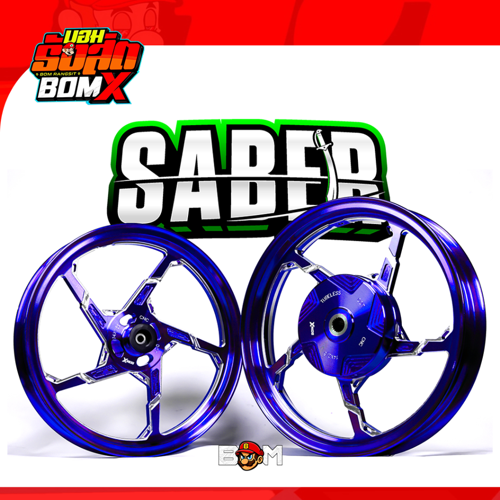 BOM X SABER Slanted V2 Mags 5 Spokes CNC Alloy Rims Motorcycle Wheels ...