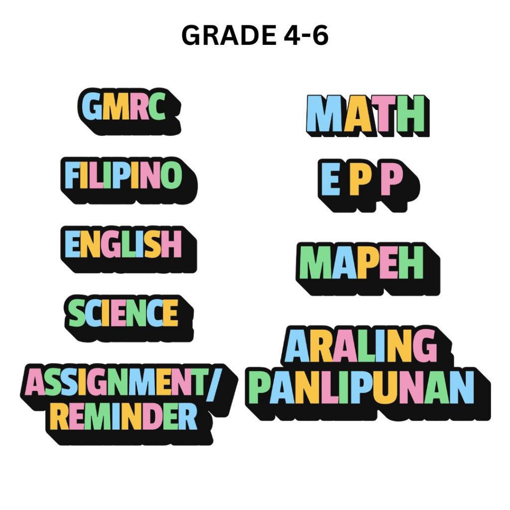 Grade 1-10 Subject Label Notebook Stickers for Matatag Curiculum School ...