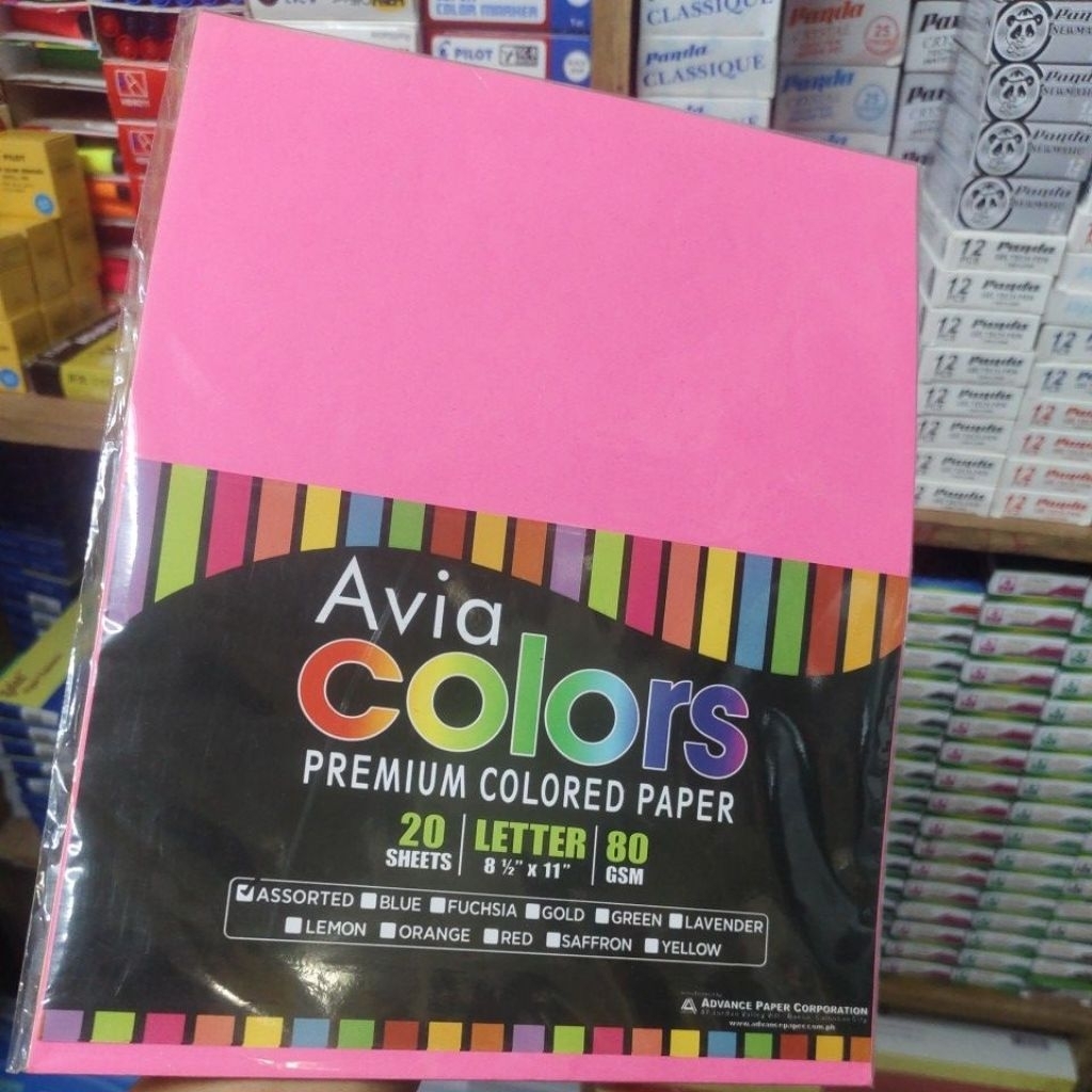 AVIA Colors Premium Colored Paper 80gsm 20sheets per pack Letter Size ...