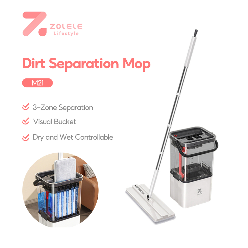 ZOLELE M21 Floor Mop Cleaning Flat Mop 2in1 360° Spin Mop Dry and Wet ...