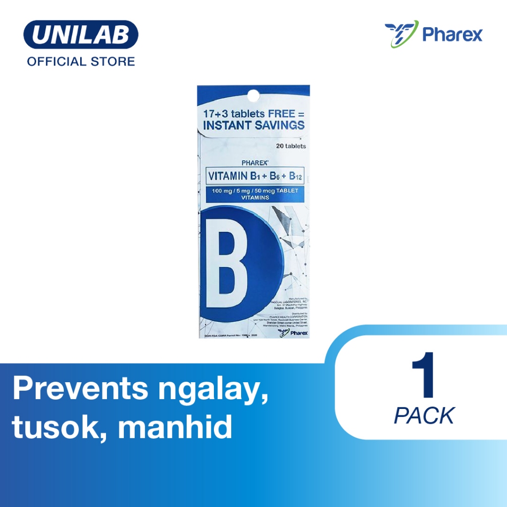 Pharex B-Complex 17 + 3, Vitamin B1+B6+B12 - Prevention of ngalay ...