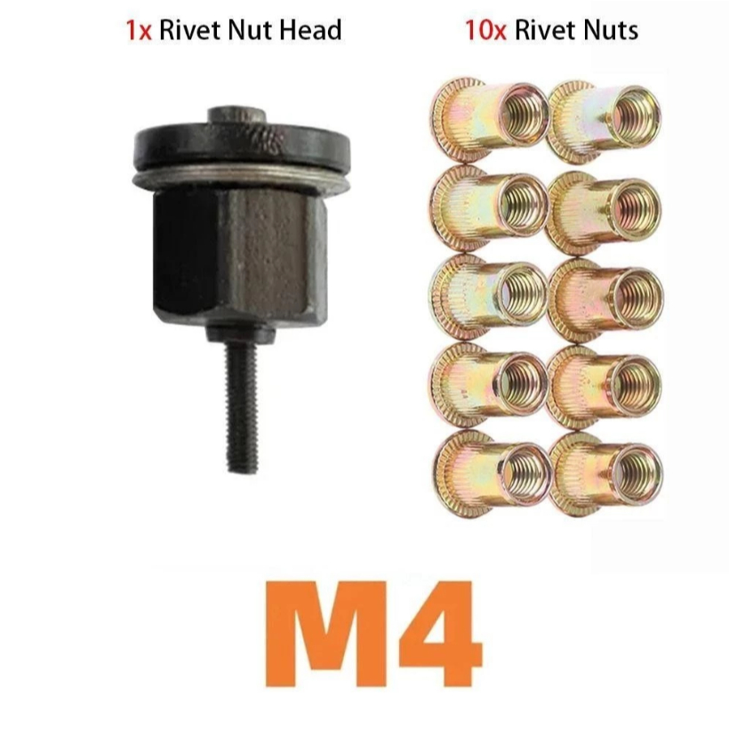 6-Piece Hand Rivet Nut Head Set – Manual Riveter Accessory Kit For M3, M4, M5, M6, M8, M10 Nuts – Simple DIY Installation