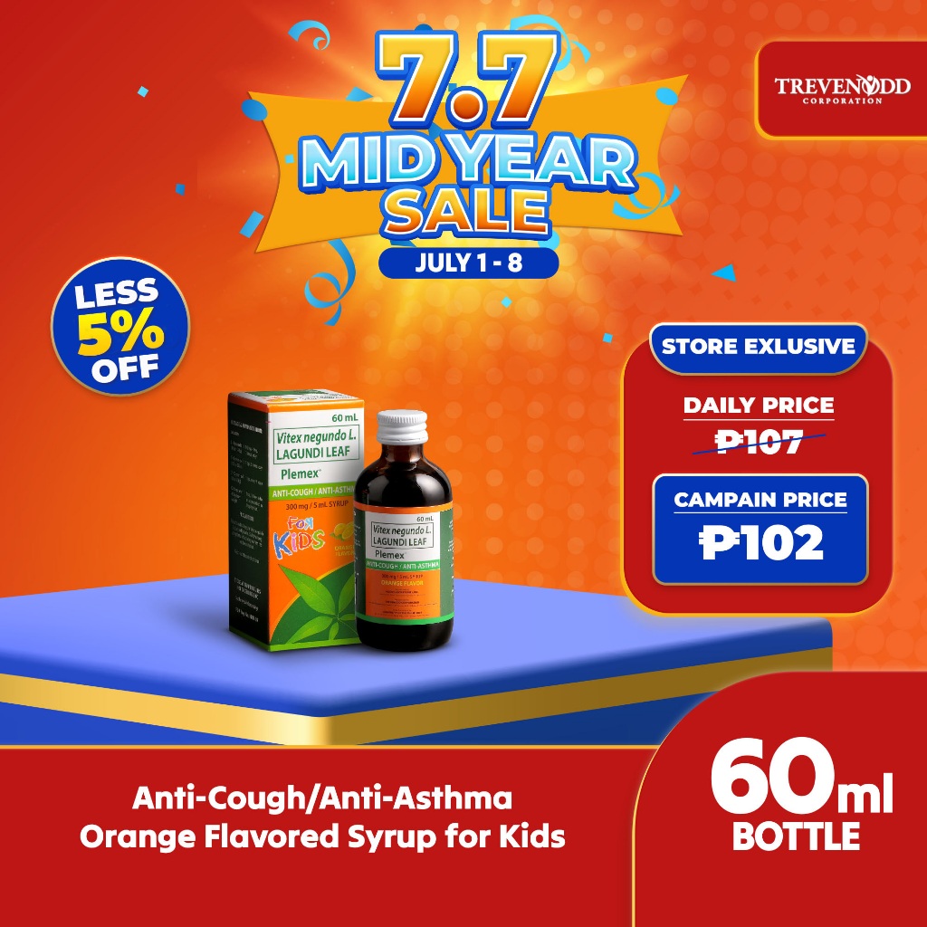 TRVC - Plemex for Kids Syrup 60 mL Orange Flavor Anti-Cough and Anti ...