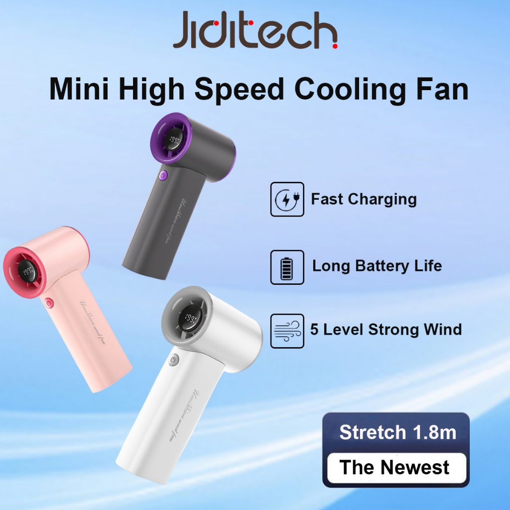 Jiditech Handheld Fan Mini Portable Turbo Jet Fan Rechargeable USB Fans ...