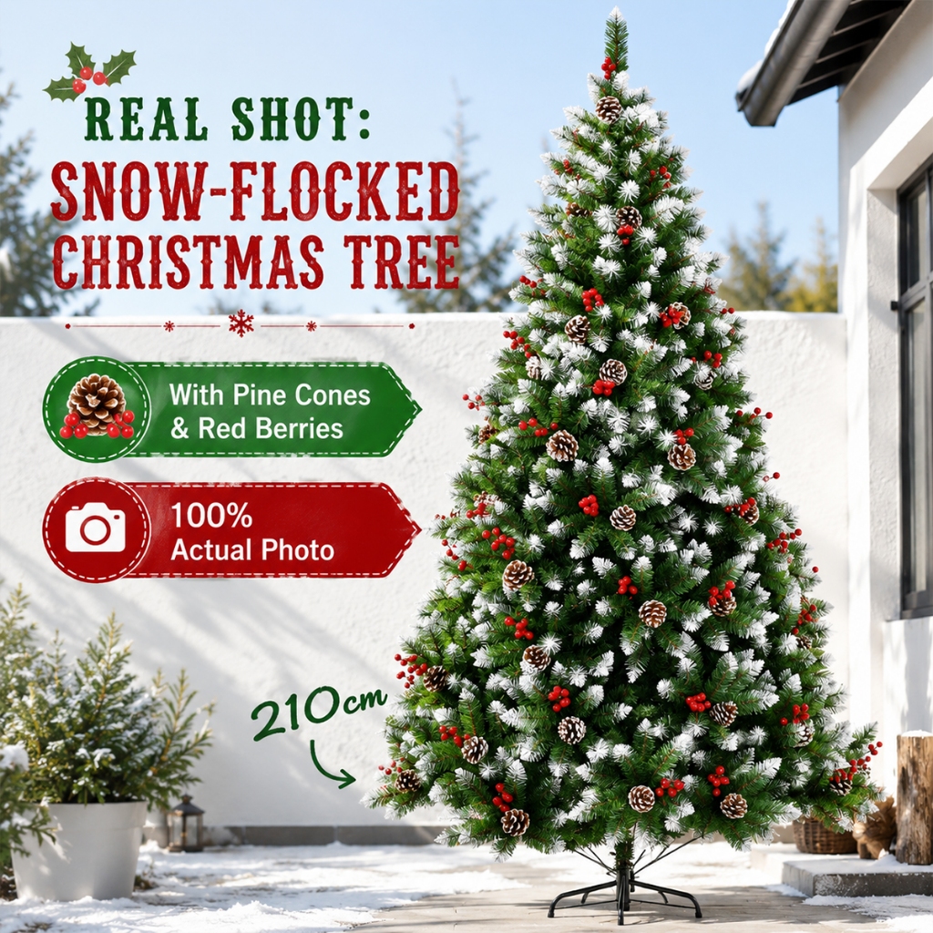 Christmas Tree with Red Berries | Charming Festive Pine Tree Accented ...