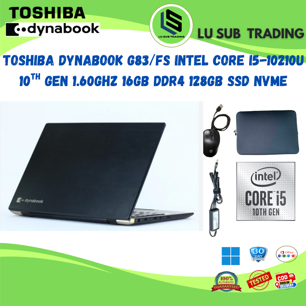 Toshiba Dynabook G83/FS Intel CORE i5-10210U 10th Gen 1.60Ghz 16GB