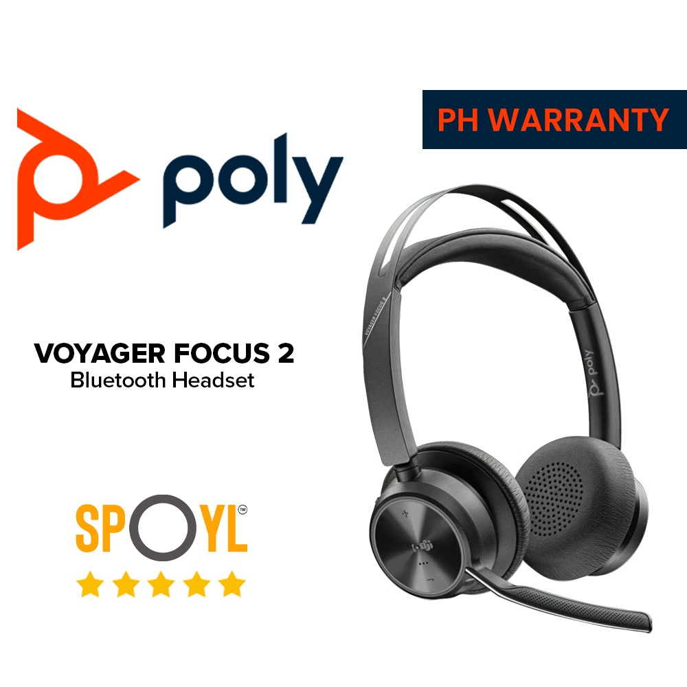 Plantronics Poly Voyager Focus 2 USB-C-C Bluetooth Headset +USB-C/A ...