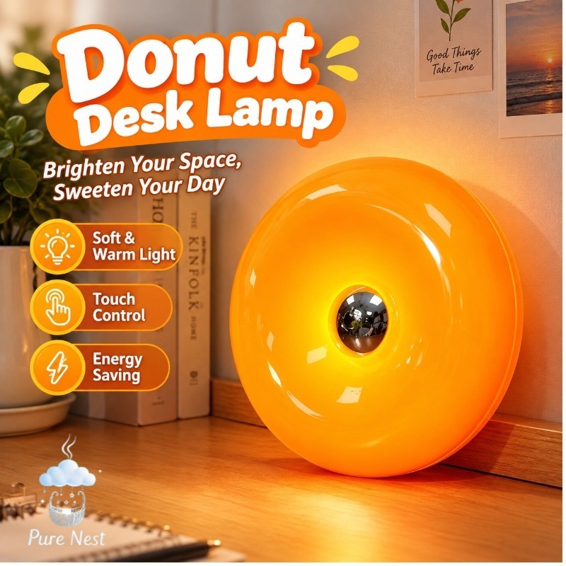 Donut Desk Lamp Modern Energy Saving Touch Switch Lamp Bedroom Bedside ...