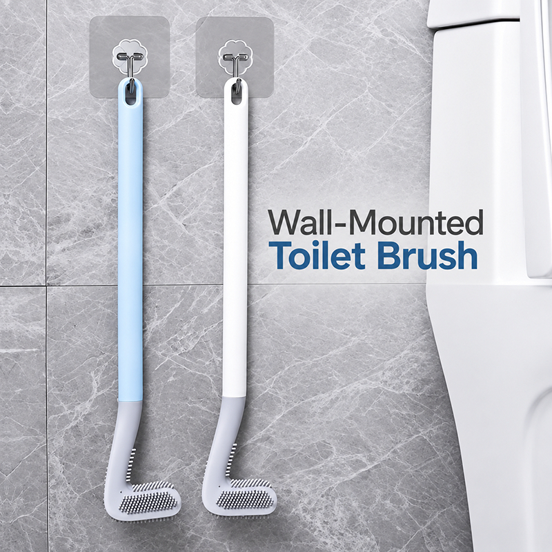 Golf Head Silicone Toilet Brush with Adhesive Hook Quick-Drying Soft ...