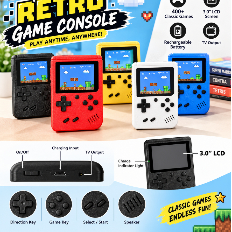 [CHAOJI] Gameboy Handheld Game Console 400 Games 3-inch Portable ...