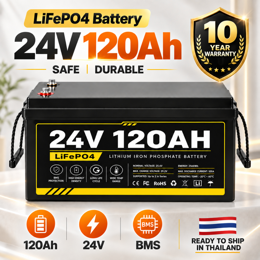 24V 120AH LiFePO4 Pack Built-in BMS 100AH For Solar Car RV Marine ...